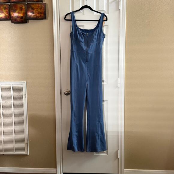 Popilush Sculpt Faux Denim Flare Jumpsuit XL – Retro, Y2K, Streetwear Style - Picture 3 of 8